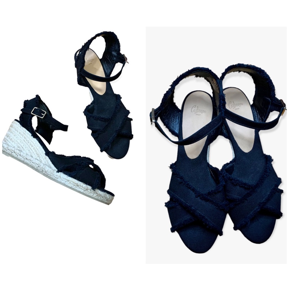 Castaner Wedge Black Espadrille Sandals